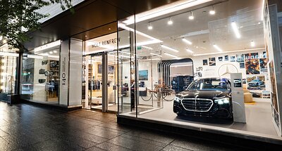 Mercedes-Benz Studio Toronto at Holt Renfrew’s Bloor Street flagship in Toronto, now featuring an immersive experience celebrating 140 Years of Innovation.