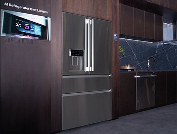 The next-generation LG SIGNATURE refrigerator combines LLM-based conversational AI for voice control with a 6.8-inch display and AI Fresh for optimized cooling.