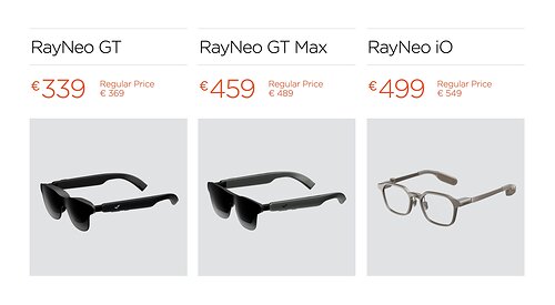 Retail Prices of RayNeo‘s New Products (GT Series & IO) Retail Prices of RayNeo‘s New Products (GT Series & IO)
