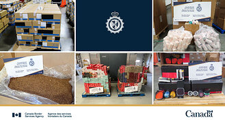 A portion of tobacco and nicotine products seized in August at Southern Ontario land ports of entry.