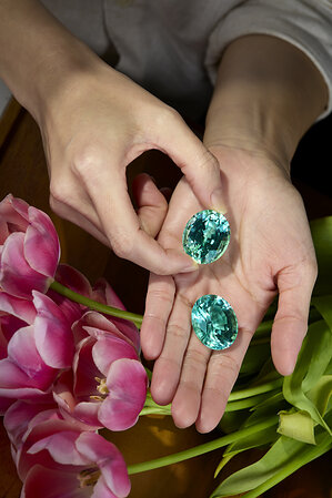 The World's Largest Matched Pair Of Flawless, Unheated Paraiba Tourmalines Go To Auction At Sotheby's