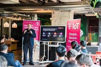 The Product Marketing Director David from SATELLAI was giving a presentation at Deutsche Telekom IoT Side Event. The Product Marketing Director David from SATELLAI was giving a presentation at Deutsche Telekom IoT Side Event.