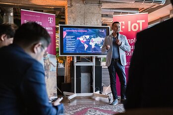 Deutsche Telekom IoT team was giving a speech at the Deutsche Telekom IoT Side Event. Deutsche Telekom IoT team was giving a speech at the Deutsche Telekom IoT Side Event.