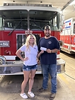 Kyleigh Reesman of KB Equipment Rental, left, and Joshua Schrecengost of the Rural Valley Hose Co #1, right.
