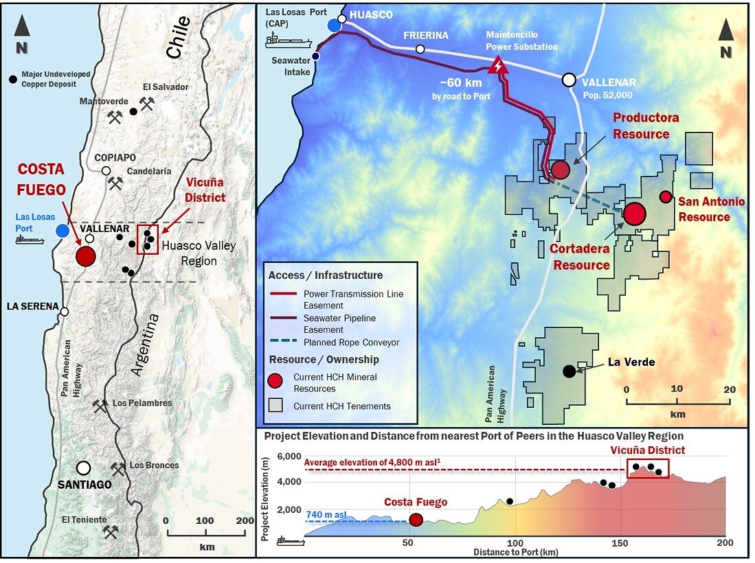 Figure 1. Location of La Verde in relation to Costa Fuego, coastal range Chile