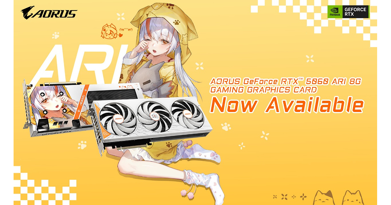 GIGABYTE anuncia que ya está disponible la tarjeta gráfica AORUS GeForce RTX™ 5060 ARI Edition