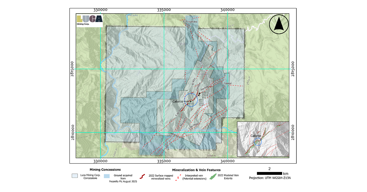 Luca Intersects 9.9 Metres of 5.39 g/t Gold Equivalent from the Catorce Zone at Tahuehueto Mine