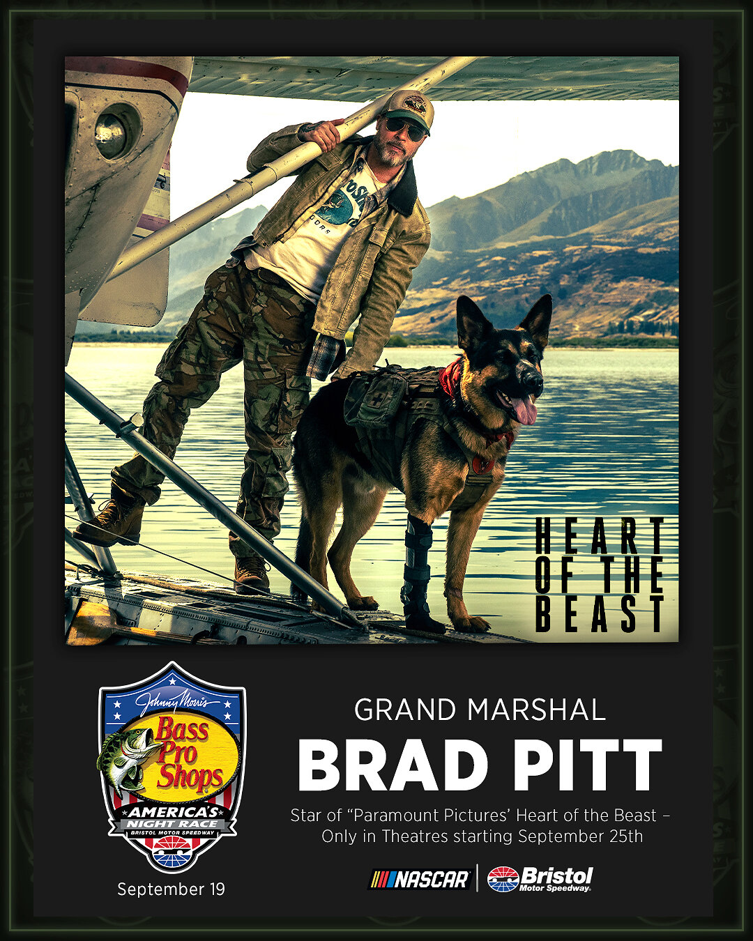 Brad Pitt als Grand Marshal für Bass Pro Shops Night Race in Bristol