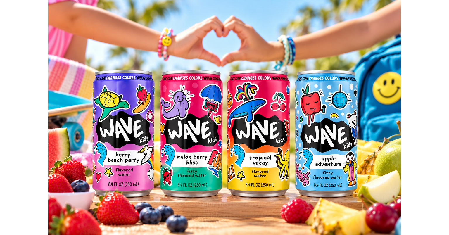 Wave Kids™ Expands Beverage Lineup with Four New Flavored and Fizzy Waters Just in Time for Back-to-School