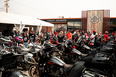 Riders gather at Sturgis Harley-Davidson, which achieved a dealership-record 348 new and pre-owned motorcycle sales.