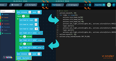 Wonder Workshop's Blockly Pro Adds Python, Letting Students View One Program in Three Languages