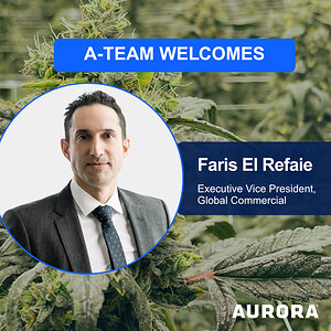 Aurora Appoints Seasoned Biopharmaceutical Executive to Lead Commercial Acceleration of Global Medical Cannabis Business