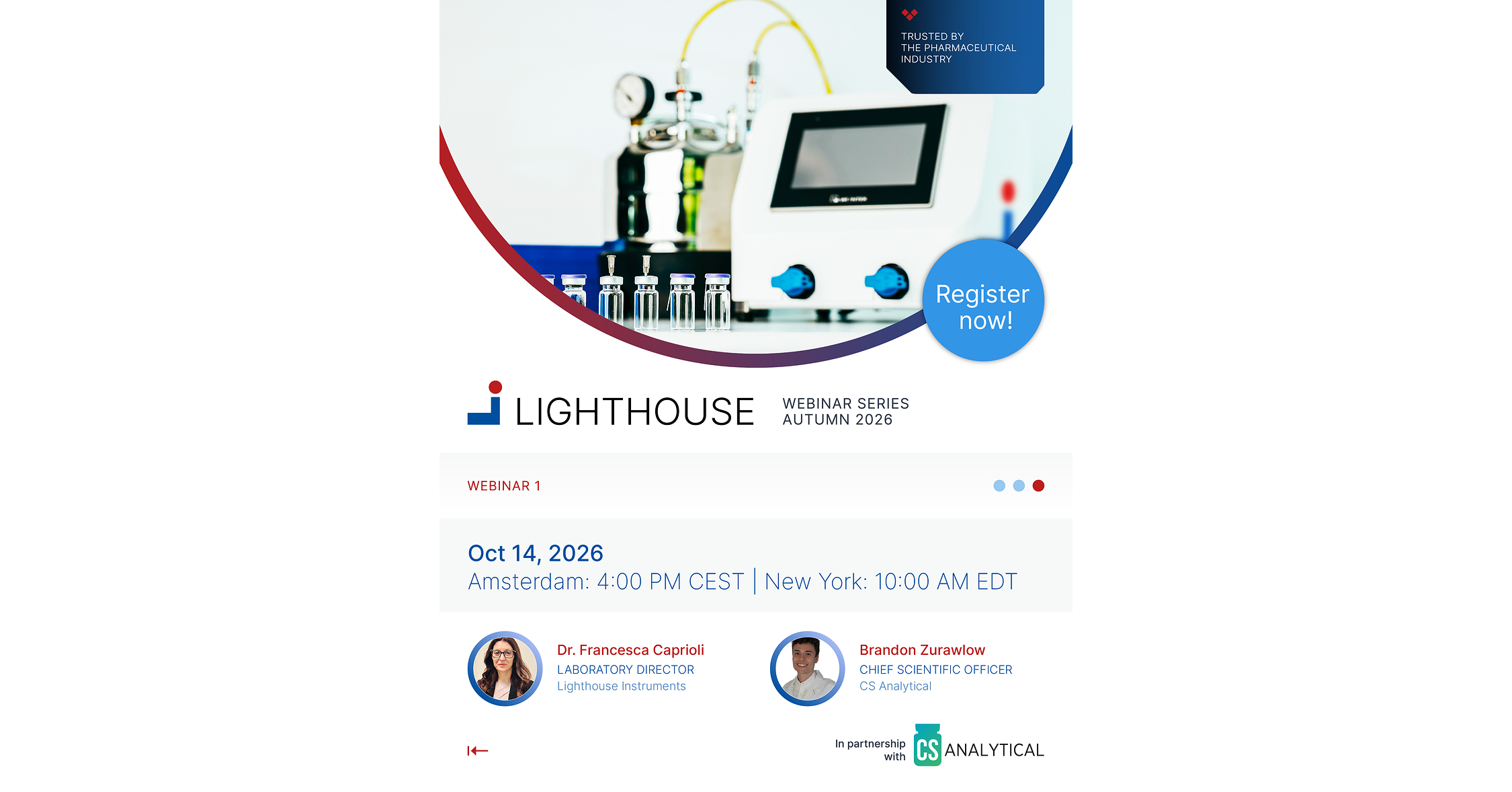 CS Analytical and Lighthouse Instruments to Host Webinar on USP <382> Testing for Elastomeric Components and Systems