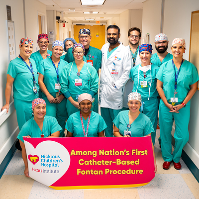 Nicklaus Children’s Hospital Performs One of the First Transcatheter Fontan Completions in the Country on a Two-Year-Old Child