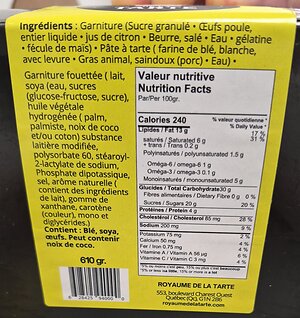 Mise en garde à la population - Présence non déclarée de sulfites dans la tarte au citron et la tarte à la lime préparées et vendues par l'entreprise Royaume de la tarte