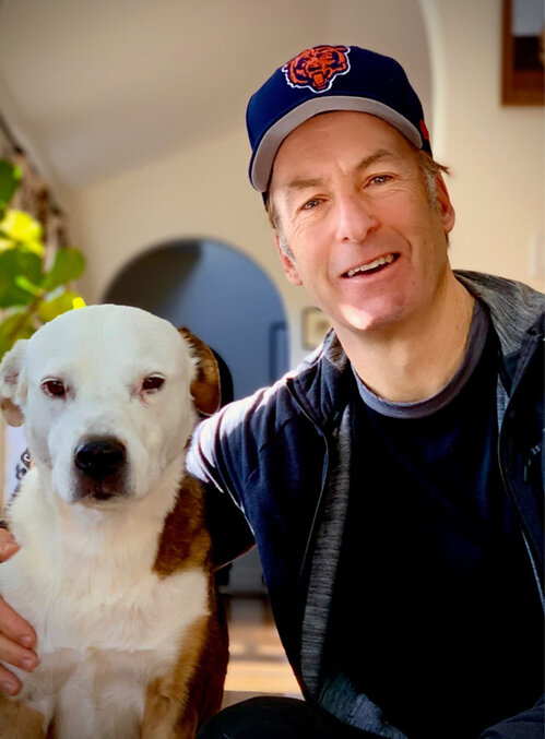 Bob Odenkirk and his rescue pup Olive.