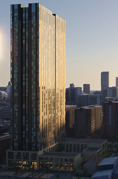 CGI of Starlight Investments' BTR community under construction in Manchester's Greengate neighborhood.
