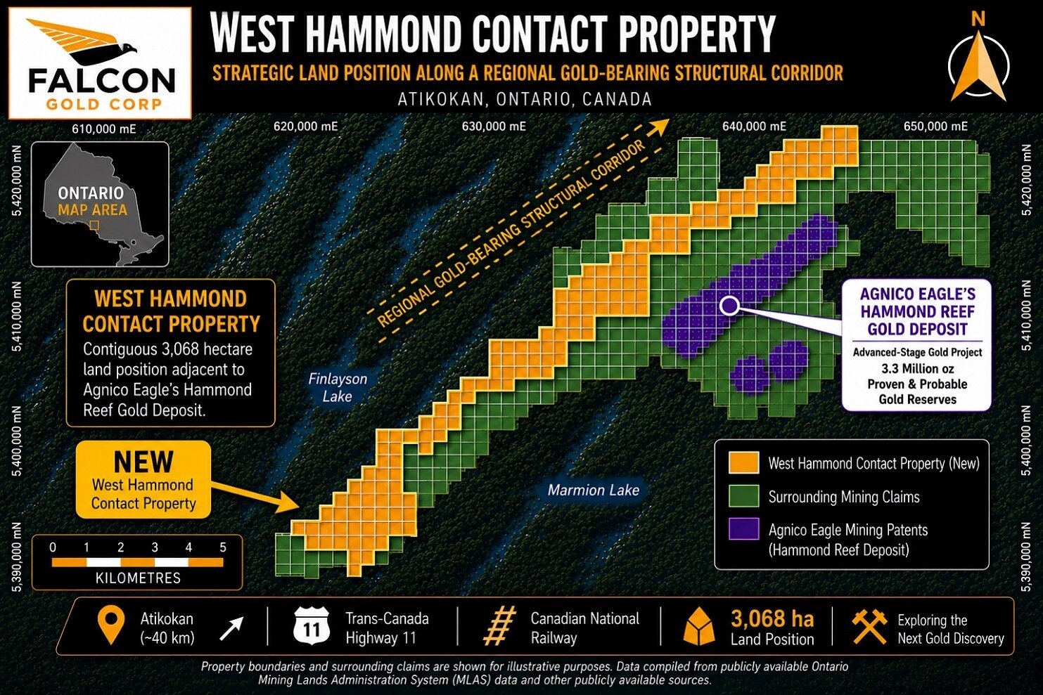 Image 1. West Hammond Contact Property in relation to Agnico Eagles’s Hammond Reef