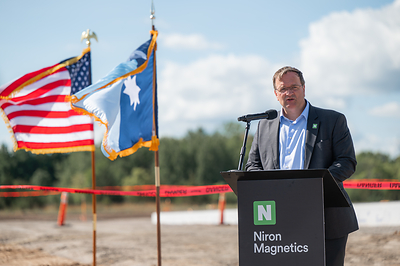 At Wednesday’s steel raising ceremony, Niron Magnetics CEO Jonathan Rowntree said:  “The Sartell plant is a critical step toward giving U.S. manufacturers a permanent magnet supply chain that doesn't depend on rare earth materials.”