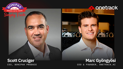 Scott Cruciger, CEO of Bonipak Produce, and Marc Gyöngyösi, CEO and Founder of OneTrack.AI, announce a partnership to deploy agentic AI across Bonipak's operations, reaching employees at every level of the business. Scott Cruciger, CEO of Bonipak Produce, and Marc Gyöngyösi, CEO and Founder of OneTrack.AI, announce a partnership to deploy agentic AI across Bonipak's operations, reaching employees at every level of the business.