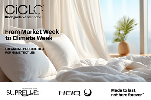 CiCLO® technology expands across home textiles with ADVANSA’s Suprelle® fiberfill made with CiCLO® fibers and new opportunities to pair CiCLO fibers with HeiQ functional technologies. CiCLO® technology expands across home textiles with ADVANSA’s Suprelle® fiberfill made with CiCLO® fibers and new opportunities to pair CiCLO fibers with HeiQ functional technologies.