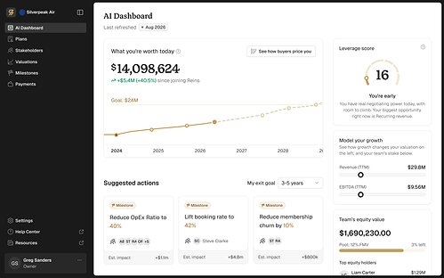 Reins’ new AI-powered Valuation dashboard gives independent contractors a clear view of what their business is worth today while identifying the factors driving value and opportunities for future growth. Reins’ new AI-powered Valuation dashboard gives independent contractors a clear view of what their business is worth today while identifying the factors driving value and opportunities for future growth.
