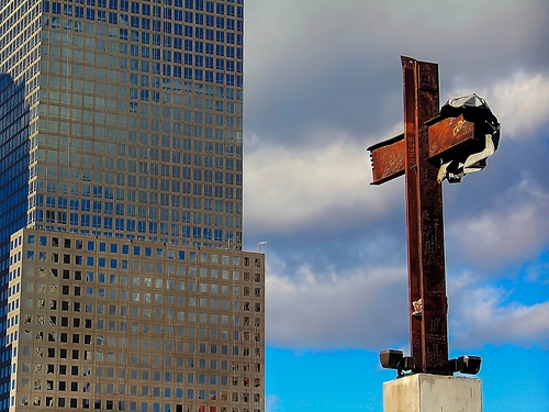 Steel beam cross formation from Ground Zero Steel beam cross formation from Ground Zero