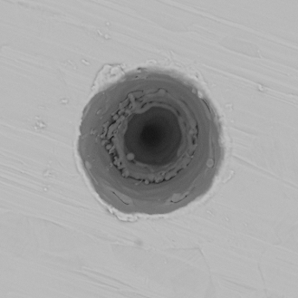 After. Clean, sharply defined rim; surrounding surface free of loose particulate. After. Clean, sharply defined rim; surrounding surface free of loose particulate.
