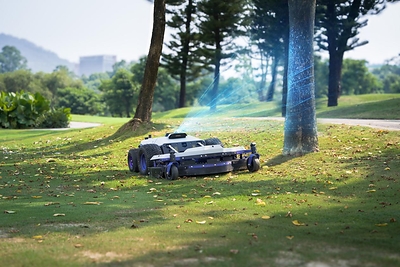PANDAG commercial lawn mower with LiDAR technology and sensor fusion for golf course and landscape maintenance.