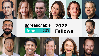 Mars and Unreasonable Group announced the thirteen ventures joining the 2026 Unreasonable Food™ cohort. Mars and Unreasonable Group announced the thirteen ventures joining the 2026 Unreasonable Food™ cohort.
