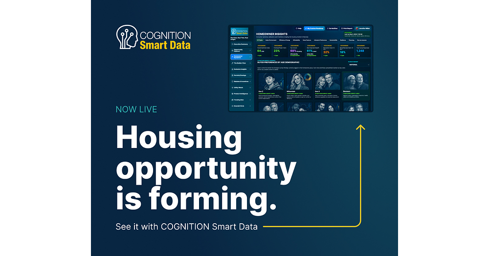 Green Builder Media Launches COGNITION Smart Data to Reveal Where Housing Market Opportunity Is Forming