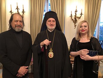 Guillermo Esparza, Maria Stalin-Andriasova and His Eminence Greek Orthodox Archbishop Elpidophoros of North and South Americas, Ecumenical Patriarchate, Istanbul, Turkey. All Rights Reserved.