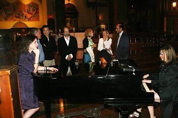 Concert pianist Maria Stalin-Andriasova performs for her paternal relatives, the members of The Royal Family of Iran, Qajar Dynasty, at Guillermo Esparza's Sacred Art reception. All Rights Reserved.