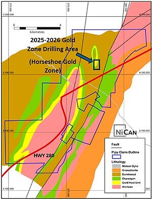 NiCAN Intersects Broad Zones of Gold Mineralization at Pipy South, Thompson, Manitoba