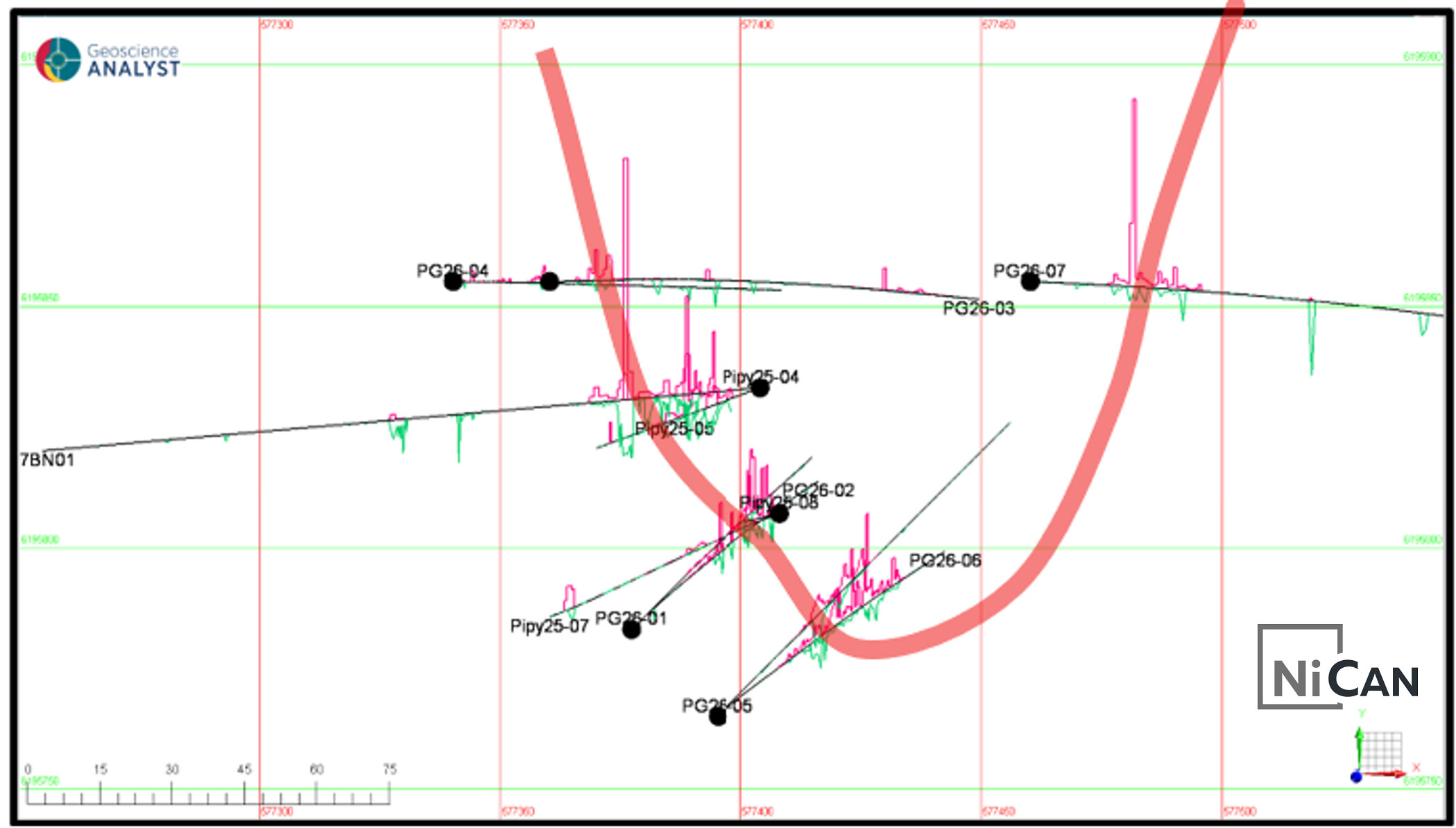 Figure 3: Plan Map of Diamond Drill Holes PG26-01 to PG26-07