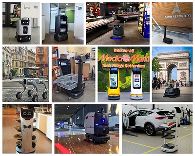 Applications of Pudu Robotics' four product lines across various industries in Europe