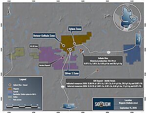 SOQUEM intersects 263.20 m at 3.96% ZnEq, including 105.00 m at 7.03% ZnEq, confirming the extent of the Detour-Selbaie Zone on the Wagosic Project