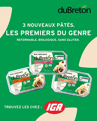 duBreton lance 3 nouveaux pâtés biologiques pour agrémenter les rassemblements de la saison