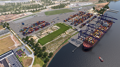 Conceptual rendering of the Delaware Container Terminal (DCT) situated at the Edgemoor waterfront