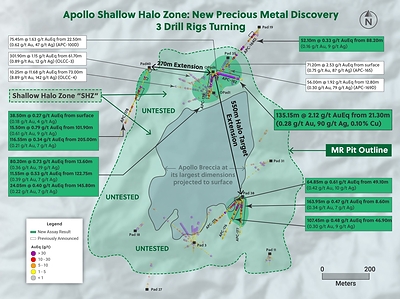 Figure 1: Plan View of the Apollo Deposit Highlighting the Shallow Halo Zone and the Drill Holes Announced in this Release Figure 1: Plan View of the Apollo Deposit Highlighting the Shallow Halo Zone and the Drill Holes Announced in this Release