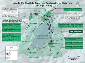 Collective Mining Intersects Broad Zones of Shallow Mineralization Within Areas Modeled as Waste in the Apollo Mineral Resource Open Pit Shell Including, 135.15m @ 2.12 g/t AuEq from 21.30m