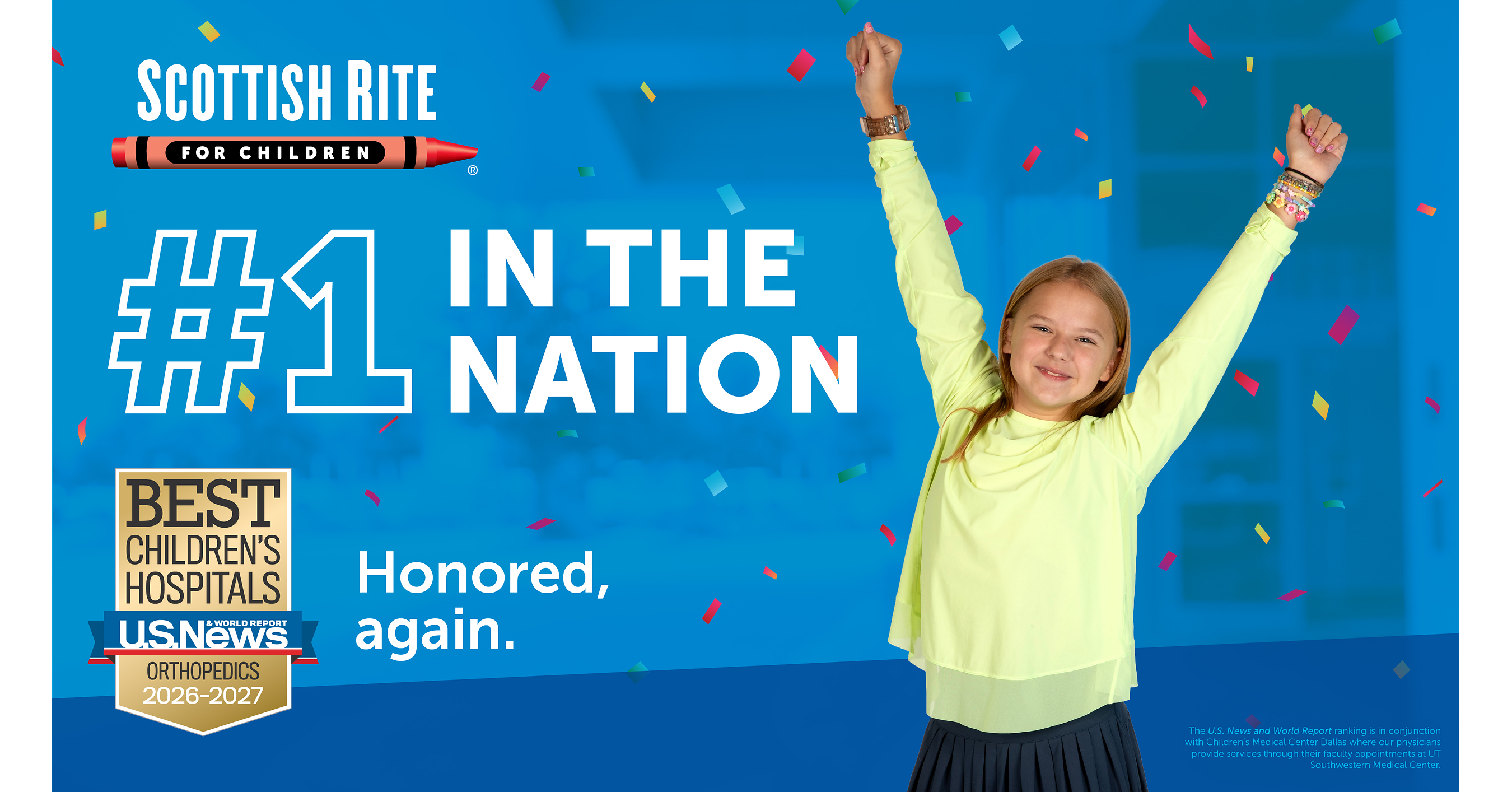 Scottish Rite for Children Honored Again as No. 1 in the Nation for Pediatric Orthopedic Care by U.S. News & World Report