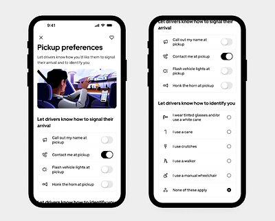 Pickup preferences page