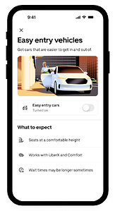 Easy entry vehicles screen