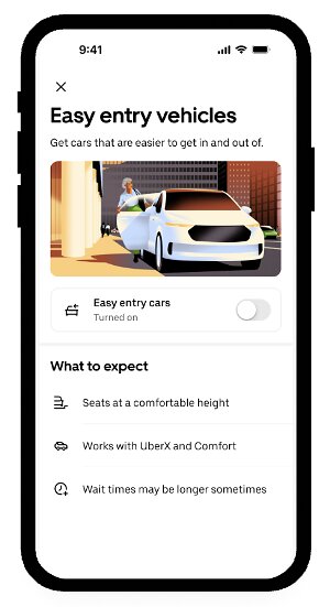 Easy entry vehicles screen