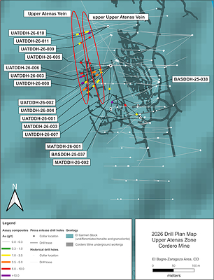 Figure 2: Atenas Zone 2026 Drill Plan Map