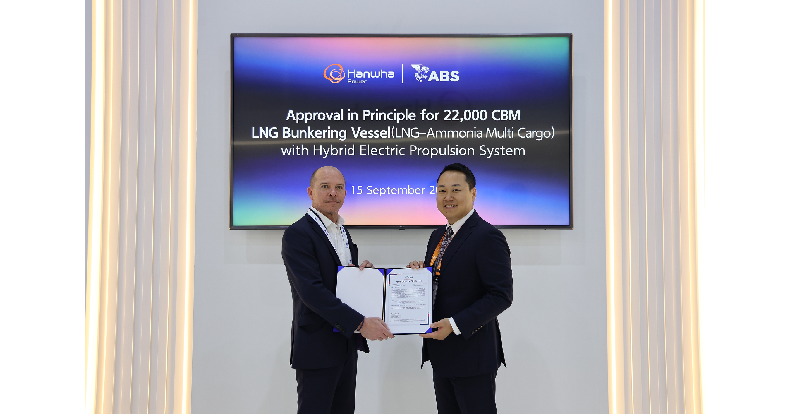Hanwha Power Obtains ABS Approval in Principle for 22,000 CBM LNG Bunkering Vessel Concept Design