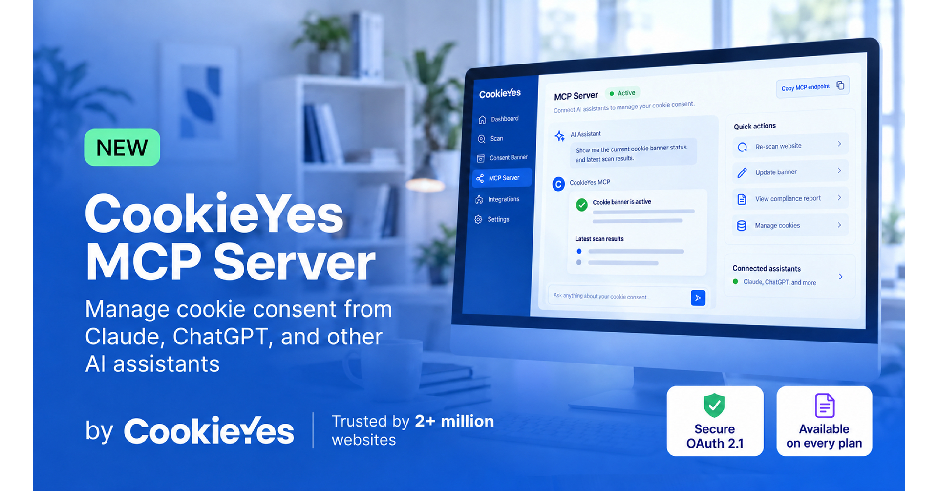 CookieYes führt den MCP Server ein, um die Einwilligung zur Verwendung von Cookies in Claude und ChatGPT zu verwalten