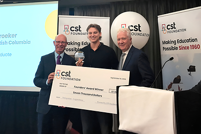 (From left to right) Keith Matcham, Audit Committee Chair; Noah Kroeker, Doctor of Dental Medicine student at the University of British Columbia; and Peter Lewis, President and CEO of CST.