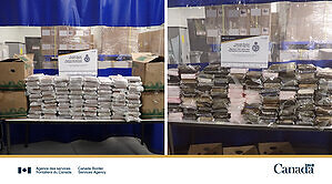 Les agents de l'ASFC saisissent plus de 215 kg de cocaïne dans deux camions commerciaux à Coutts